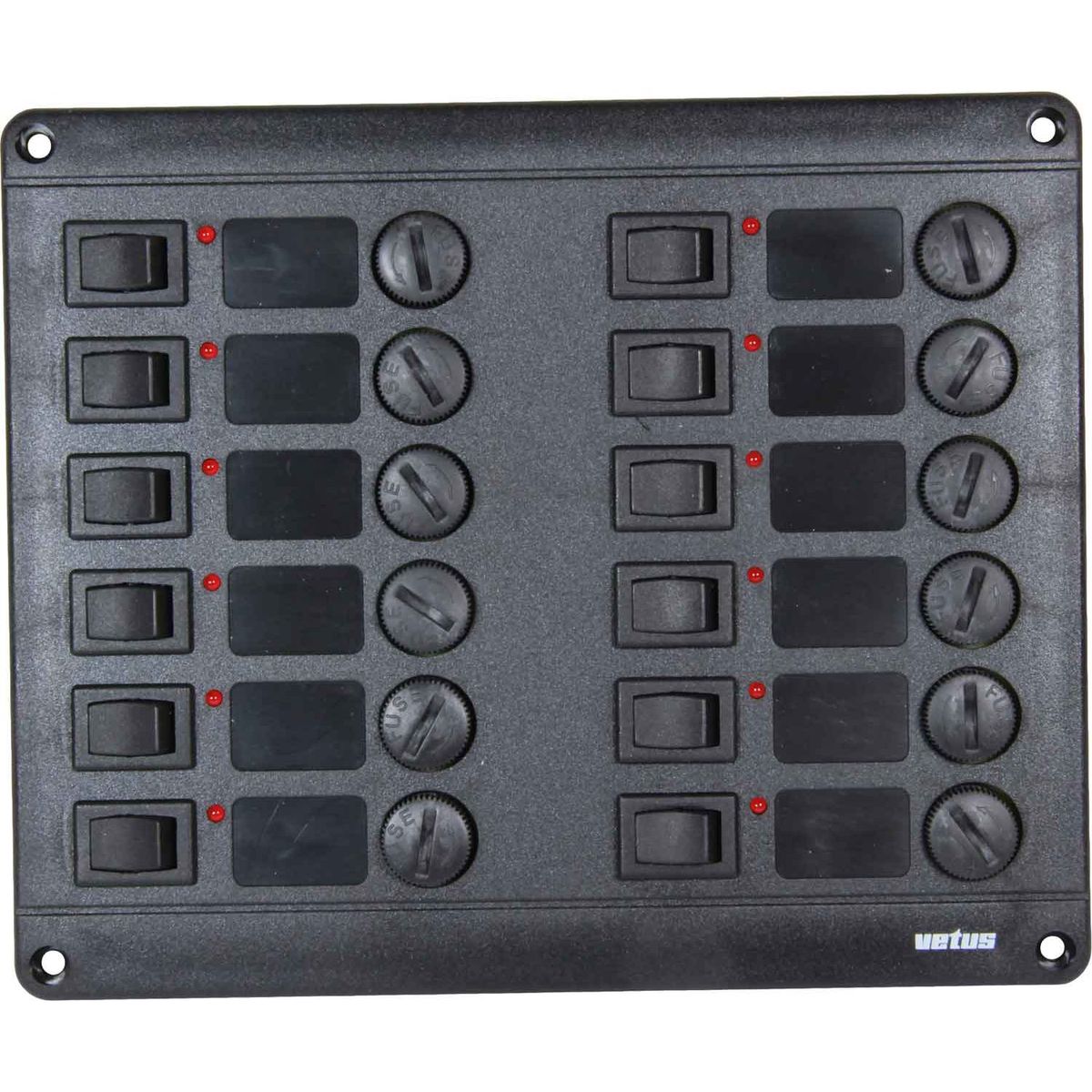 Vetus P12F24 Horizontal Switch Panel 12 Way (24V / Fused) 711256