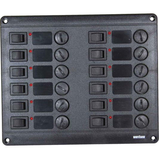 Vetus P12F24 Horizontal Switch Panel 12 Way (24V / Fused) 711256