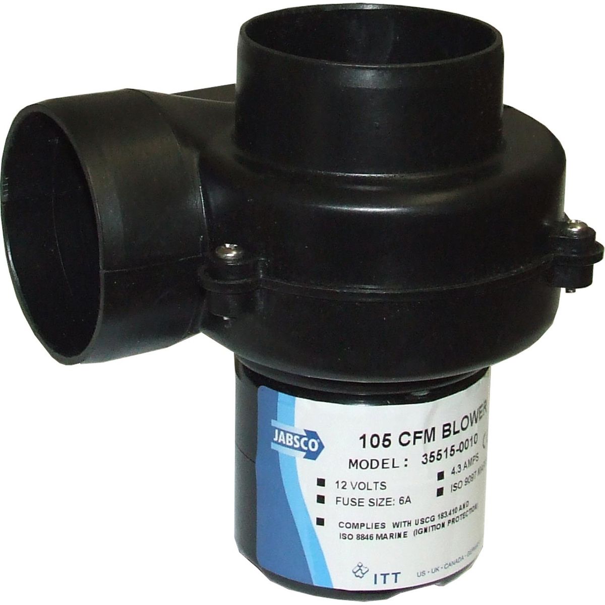 Jabsco Compact Snail Cam Blower (Flexmount / 12V / 76mm Ducting Hose) 716731