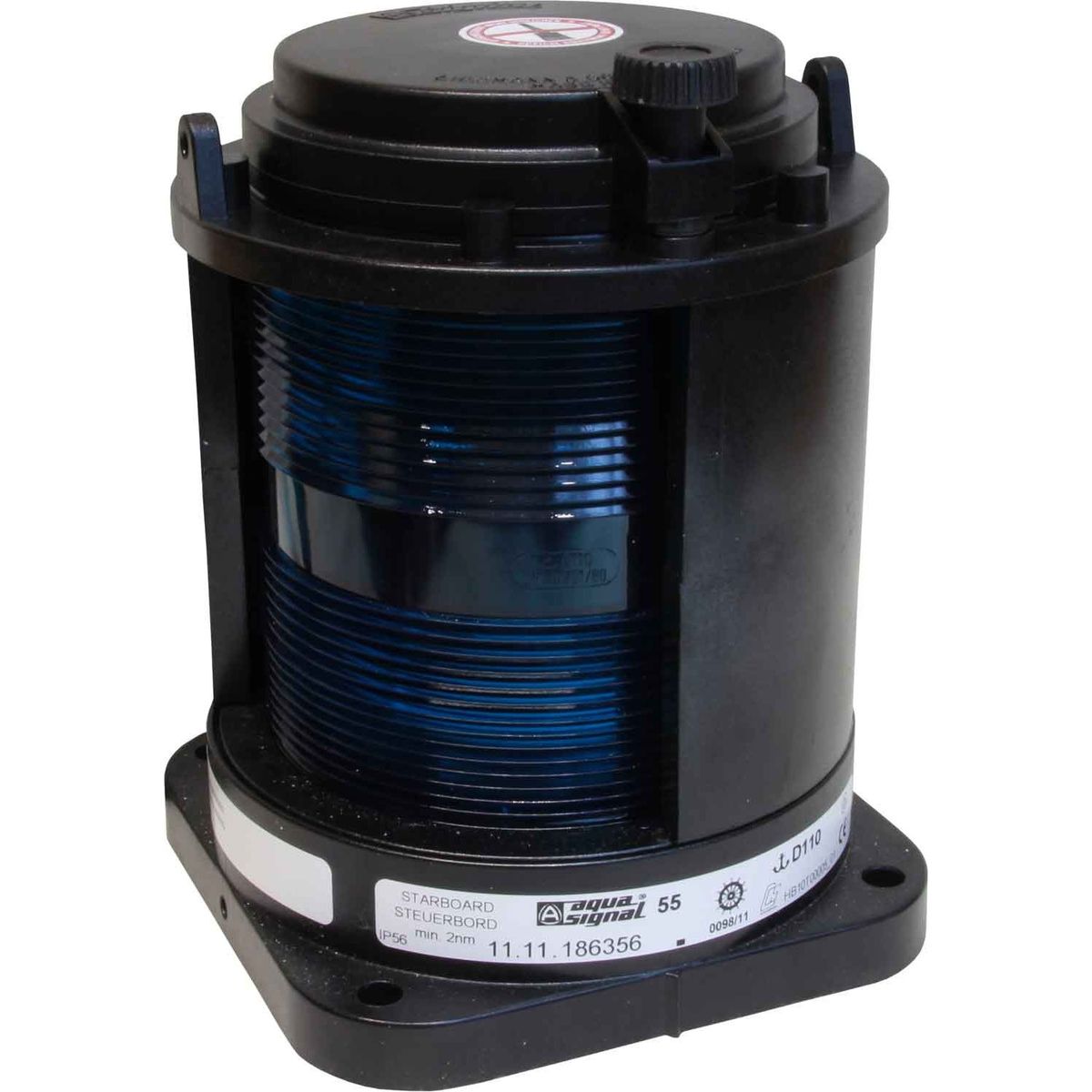 Aqua Signal 55 Starboard Green Navigation Light (Black Case, 24V, 25W) 721551-24