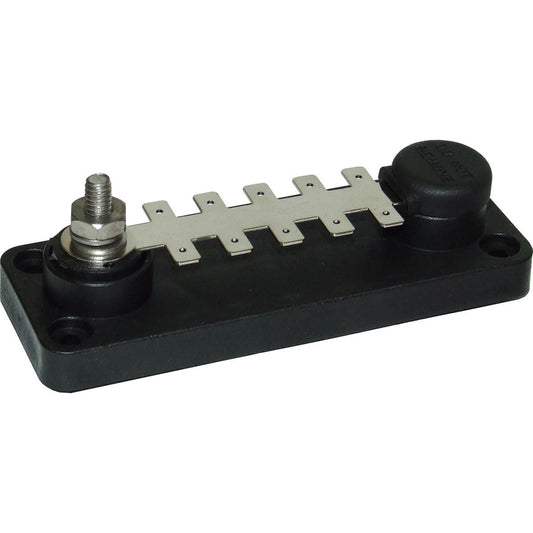 VTE Black Power Distribution Busbar (1 x 1/4" Post & 10 x 6.3mm Tabs) 729281