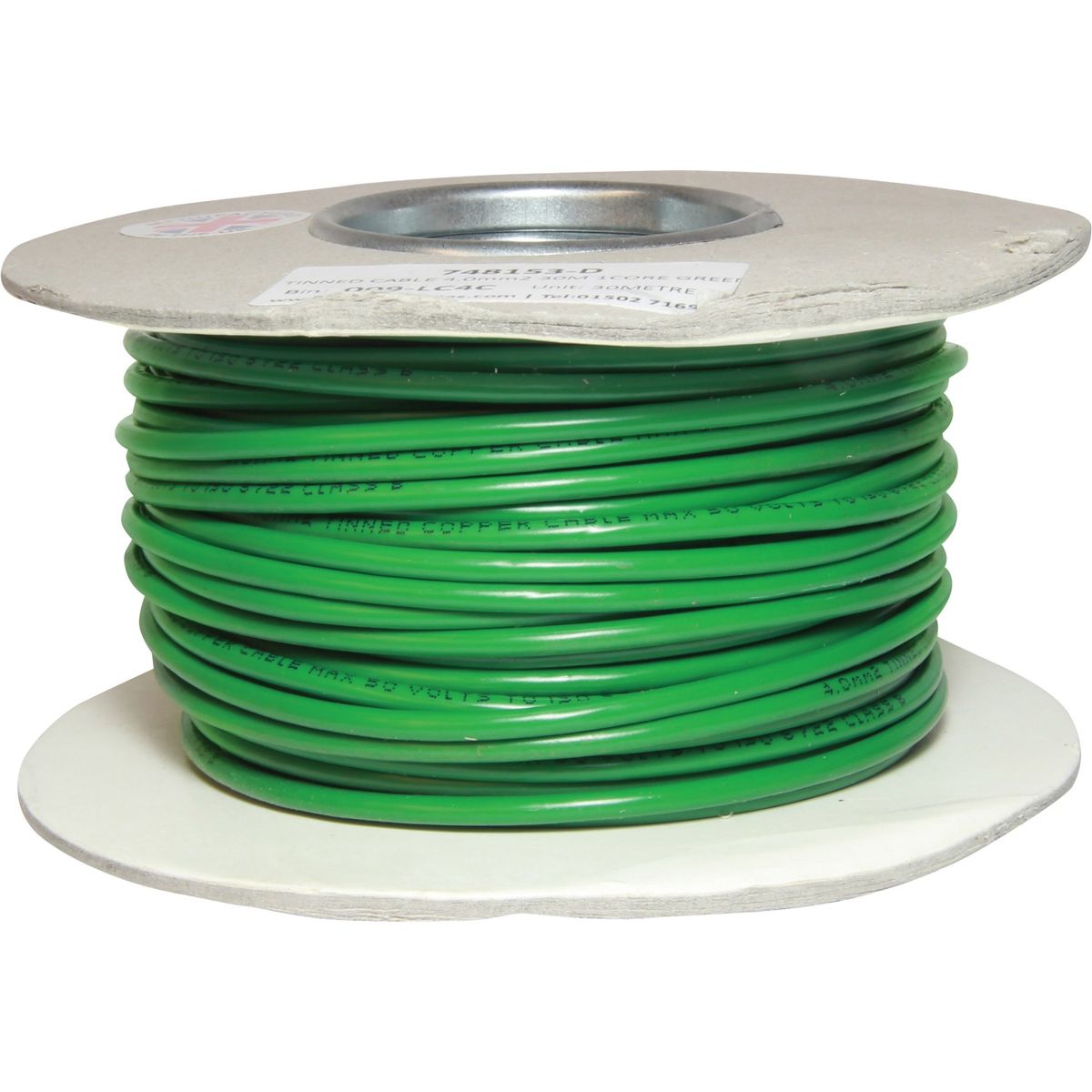 Oceanflex 1 Core 4mm&sup2; Tinned Green Thin Wall Cable (30m) 8-00773T-G
