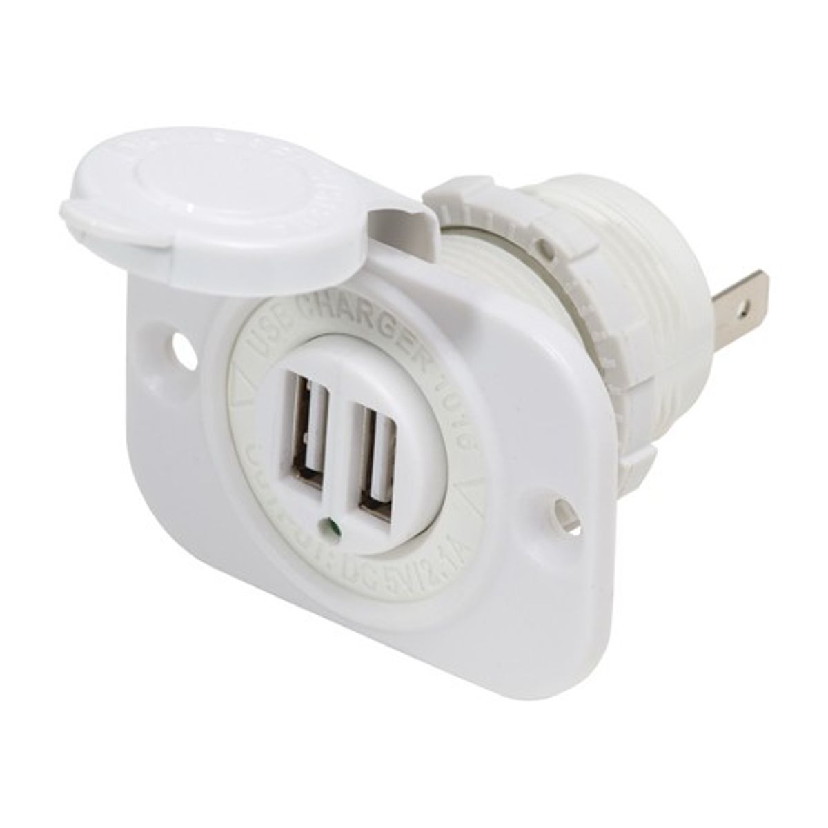 Blue Sea Dual USB Charger Socket (12/24V DC / White)