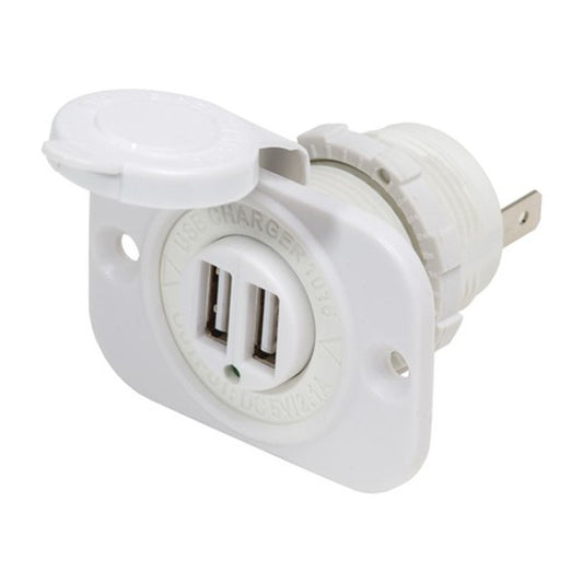 Blue Sea Dual USB Charger Socket (12/24V DC / White)