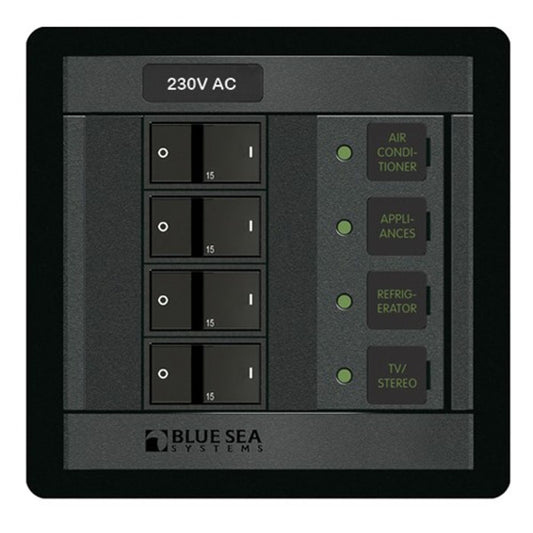 Blue Sea 360 AC Circuit Breaker Panel (230V / 4-Way / 8A)