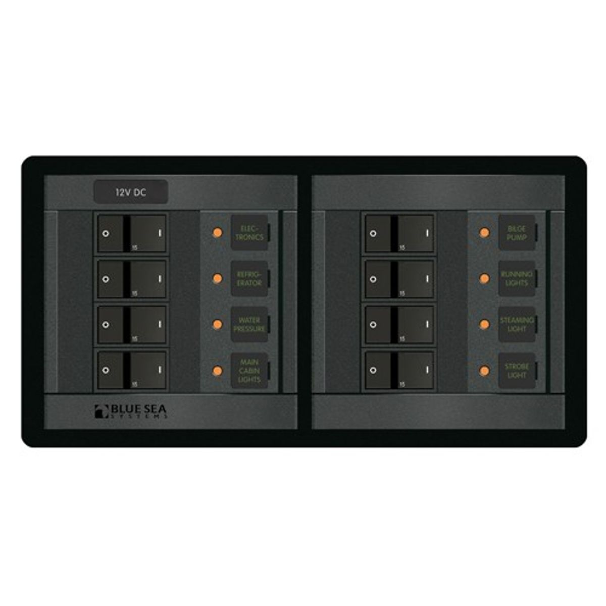 Blue Sea 360 DC Circuit Breaker Panel (12V / 8-Way / 15A)