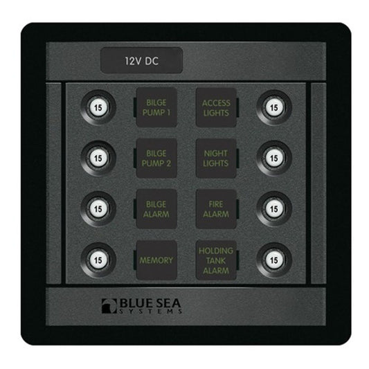 Blue Sea 360 DC Circuit Breaker Panel (12V & 24V / 8-Way / 15A)