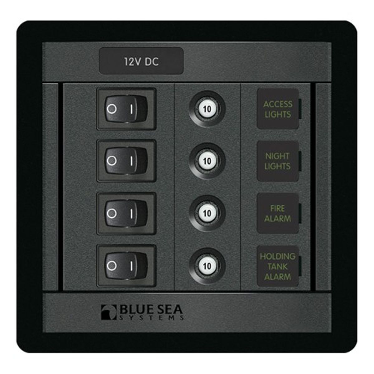 Blue Sea 360 DC Circuit Breaker Panel (12V / 4-Way / 10A)