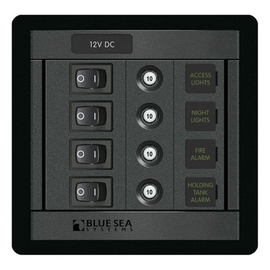 Blue Sea 360 DC Circuit Breaker Panel (12V / 4-Way / 10A)