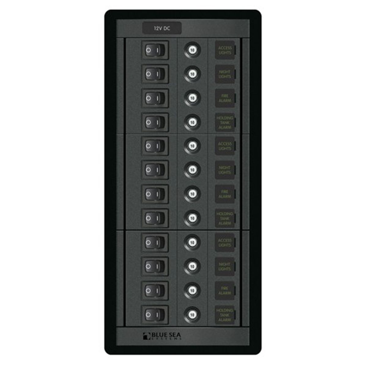 Blue Sea 360 DC Circuit Breaker Panel (12V / 12-Way / 10A)