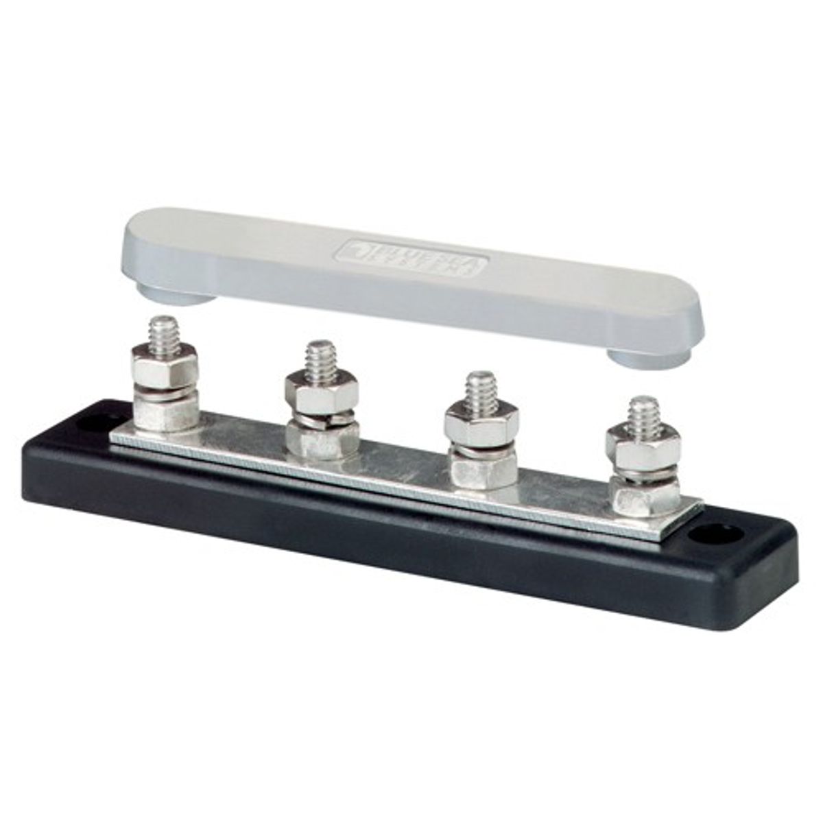 Blue Sea Black Common Busbar with Cover (150A / 4 x 1/4" Studs)