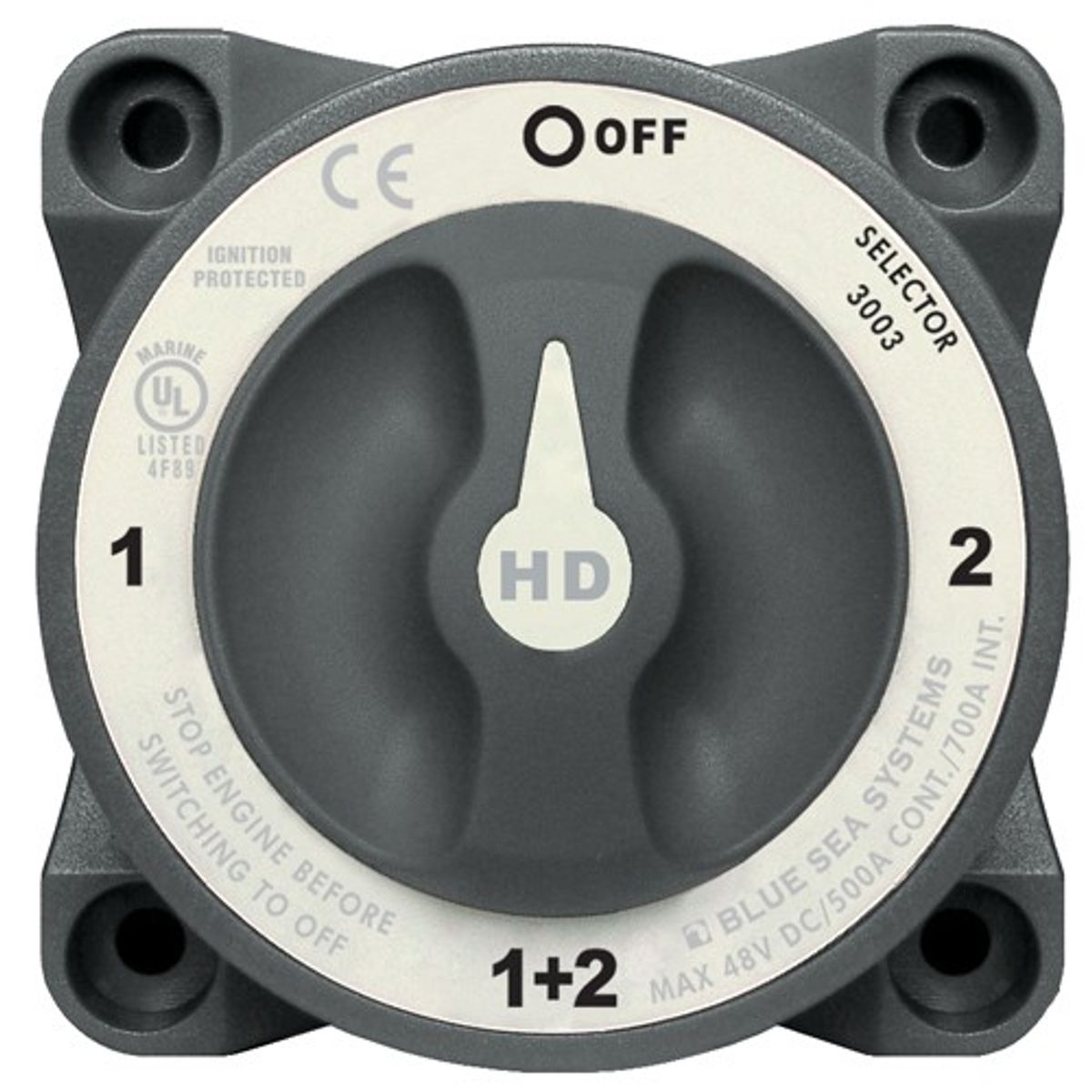 Blue Sea Heavy Duty Battery Switch with AFD (500A / 4-Way)