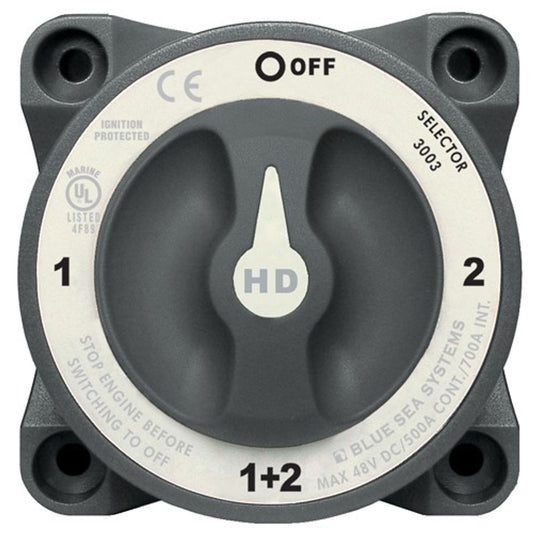 Blue Sea Heavy Duty Battery Switch with AFD (500A / 4-Way)
