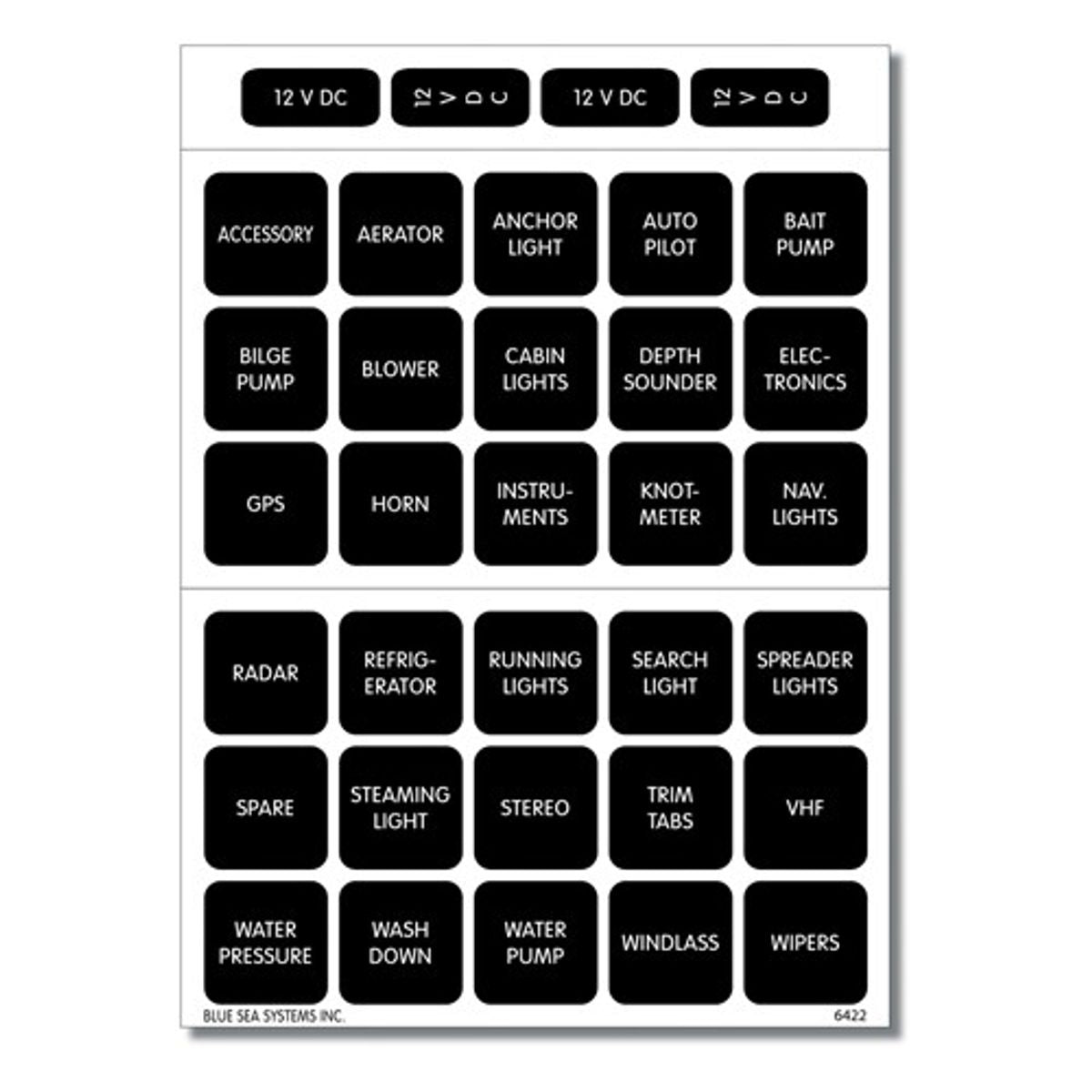 Blue Sea Waterproof DC Label Kit (30 Labels) 8-24215