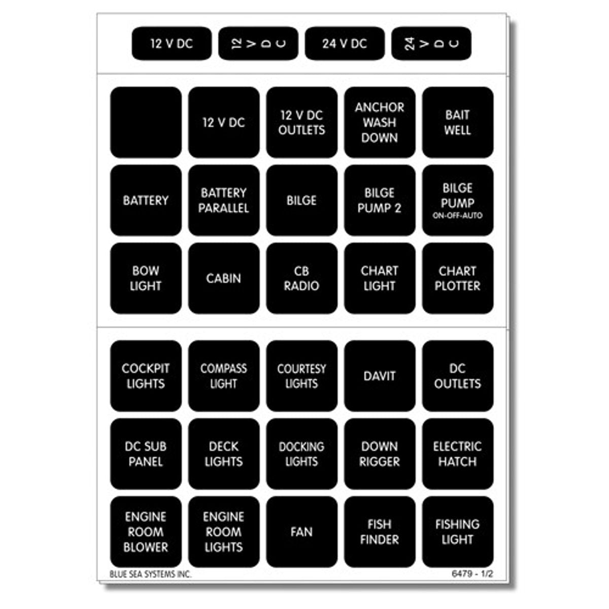 Blue Sea Waterproof DC Label Kit (60 Labels) 8-24216