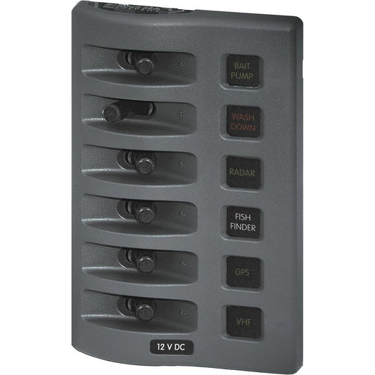 Blue Sea WeatherDeck 6-Way Waterproof Fuse Panel (12V / Grey)