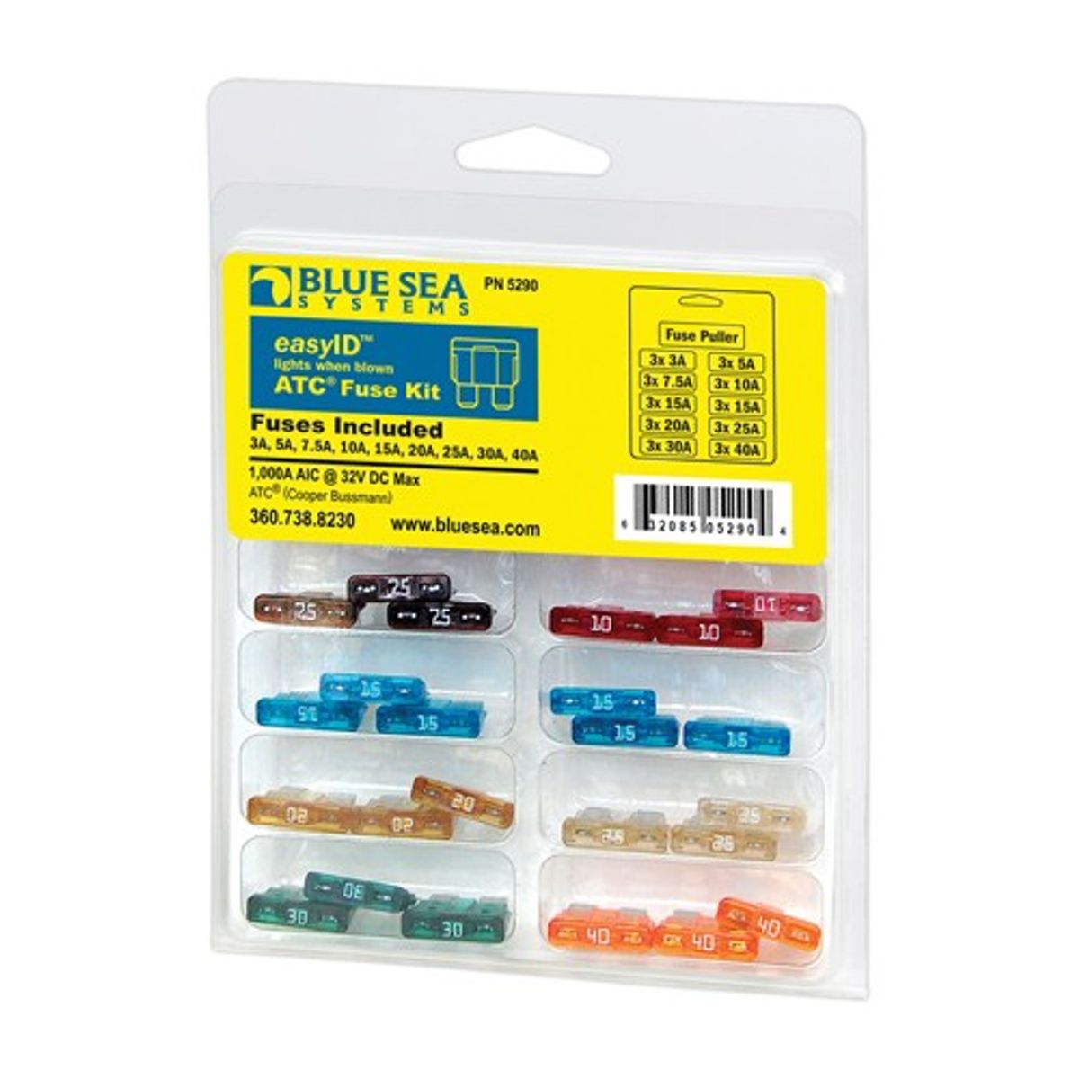 Blue Sea EasyID ATC Fuse Kit (3/5/7.5/10/15/20/25/30/40A / 31-Piece)
