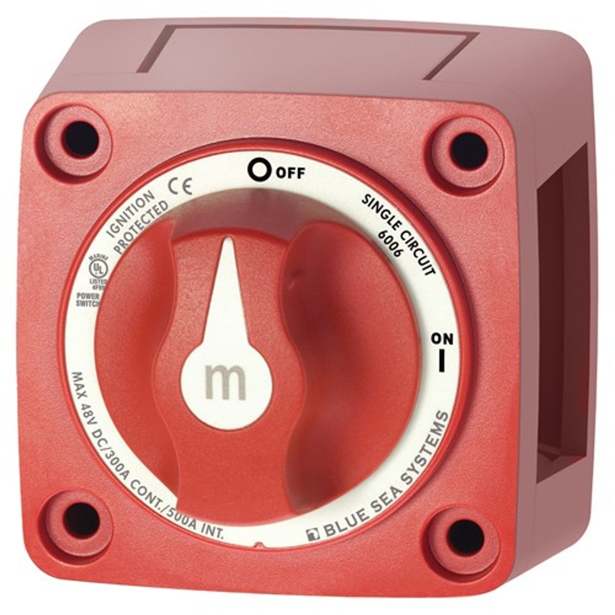 Blue Sea Mini Switch with Knob (300A / On/Off / Red)