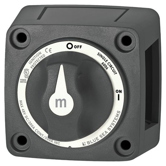 Blue Sea Mini Switch with Knob (300A / On/Off / Black)