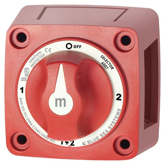 Blue Sea M Series Battery Selector Switch (300A / 1/Off/2/1+2 / Red)
