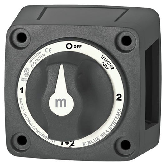 Blue Sea M Series Battery Selector Switch (300A / 1/Off/2/1+2 / Black)