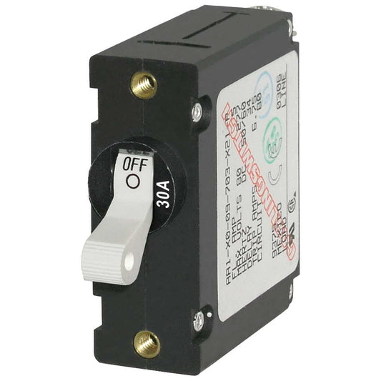 Blue Sea A-Series Toggle Circuit Breaker (30A / White / Single Pole)