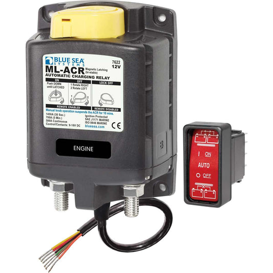Blue Sea ML HD Auto Charge Relay with Manual Control (12V DC / 500A)