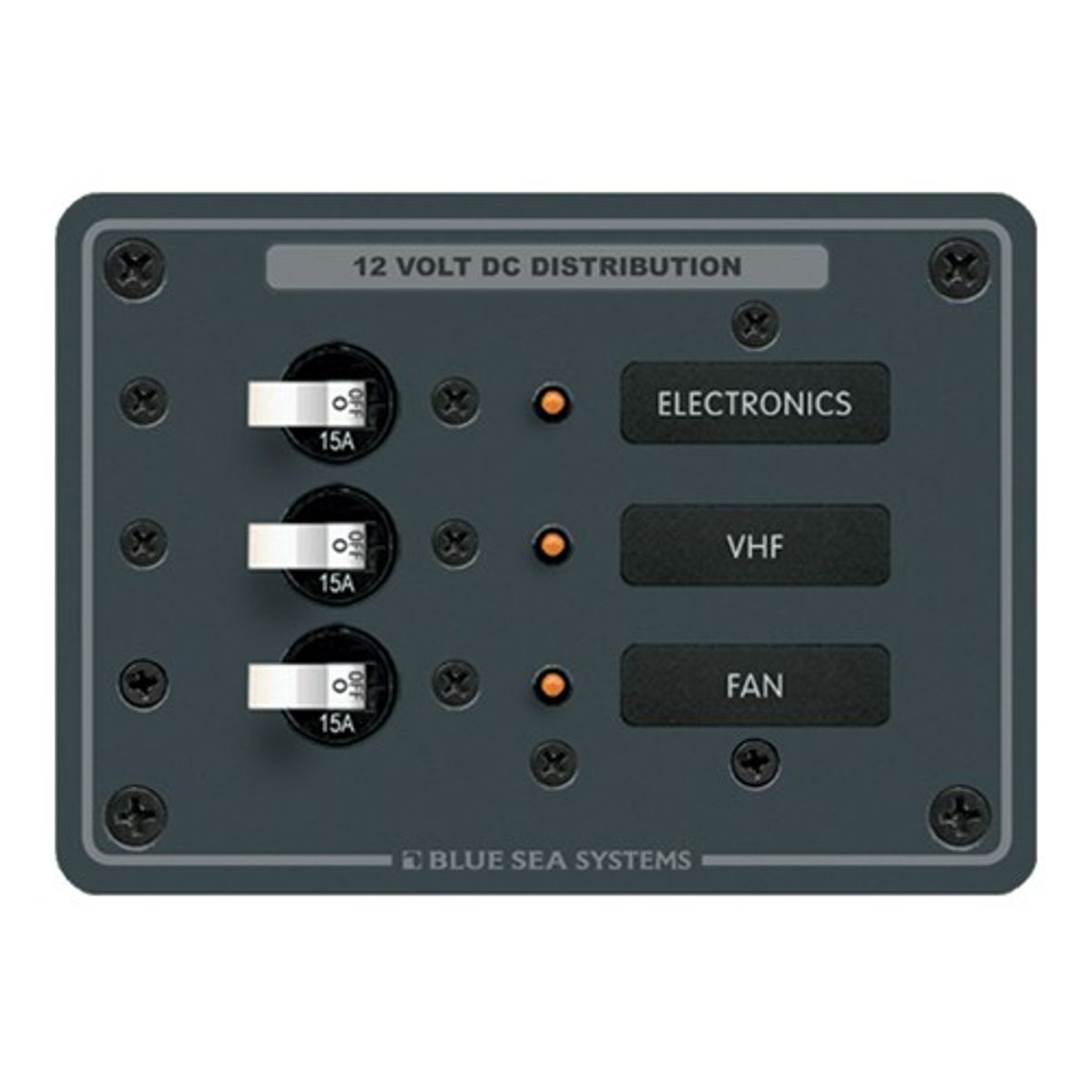 Blue Sea DC Circuit Breaker Panel Vertical (12V & 24V / 3-Way / 15A)
