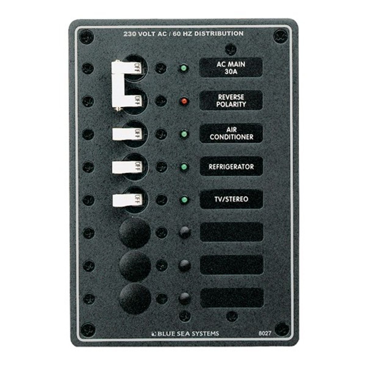 Blue Sea AC Main Circuit Breaker Panel (230V / 6-Way / 1x 16A / 3x 8A)