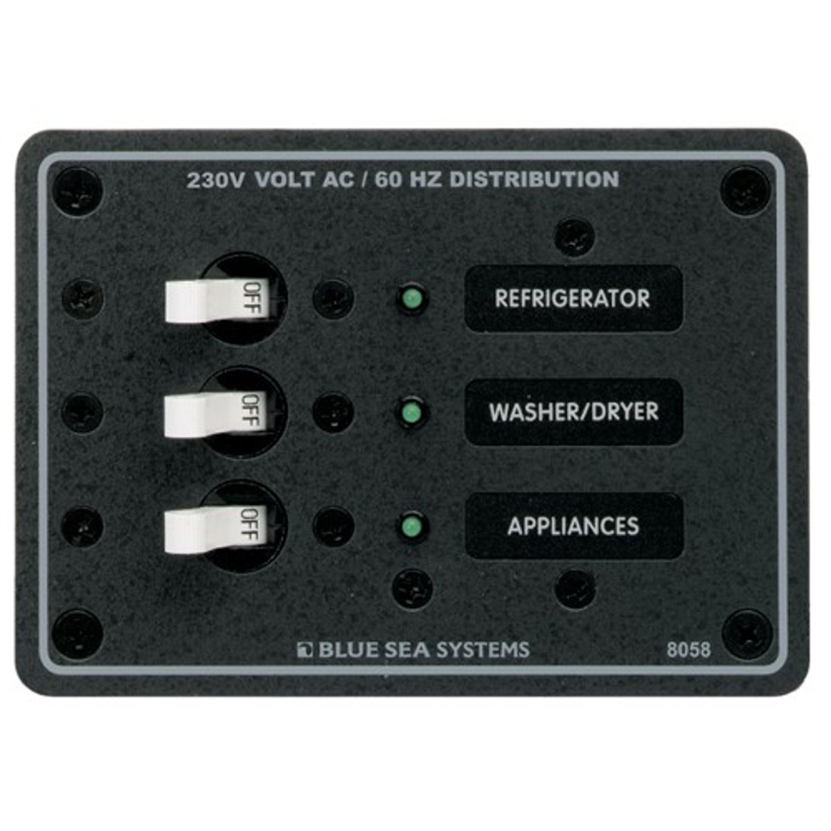 Blue Sea AC Circuit Breaker Panel (230V / 3-Way / 8A)