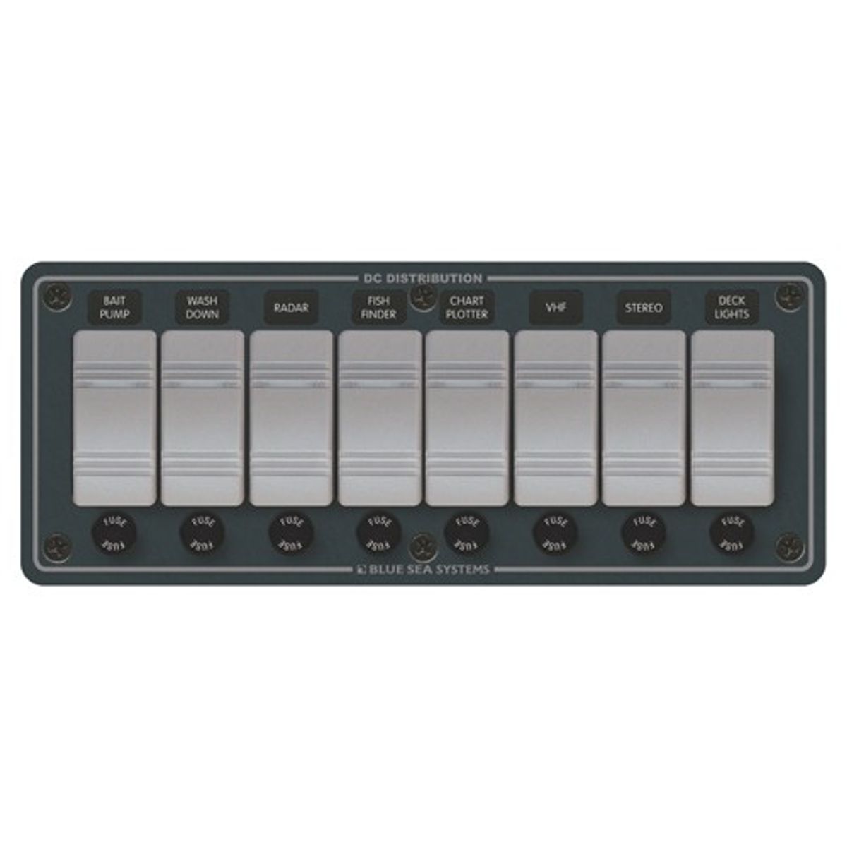 Blue Sea Contura Waterproof Switch Panel Horizontal Black (8-Position)