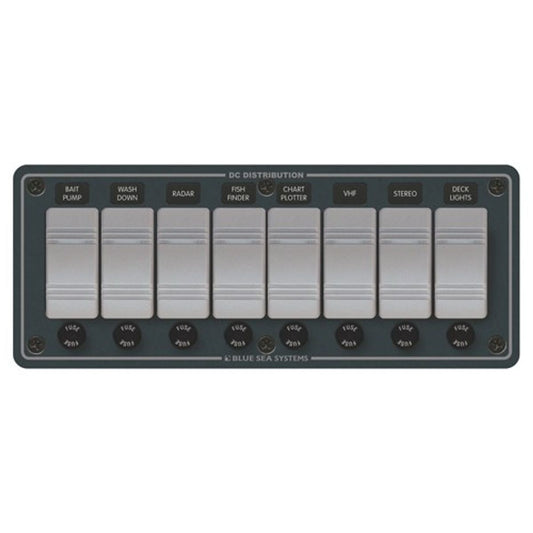 Blue Sea Contura Waterproof Switch Panel Horizontal Black (8-Position)