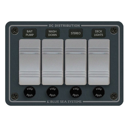 Blue Sea Contura Waterproof Switch Panel Horizontal Black (4-Position)
