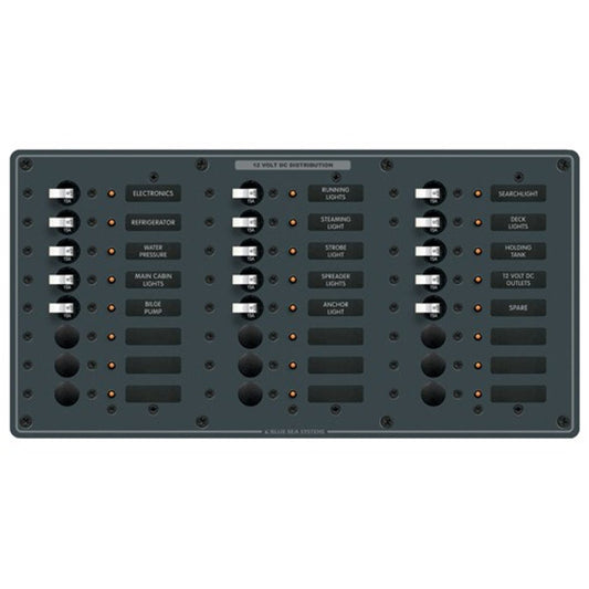 Blue Sea DC Circuit Breaker Panel (12V & 24V / 24-Way / 15A)