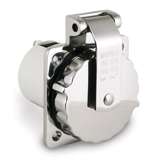 Marinco Stainless Shore Power Inlet Socket with Easy Lock (16A / 230V) 8-45000