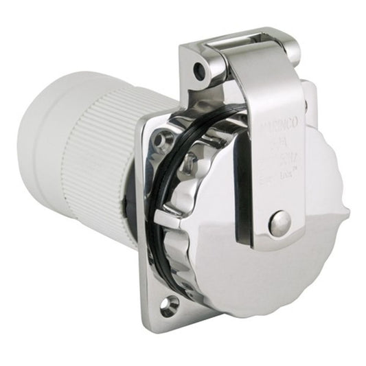 Marinco Stainless Shore Power Inlet Socket Easy Lock 3-Wire (50A 230V) 8-45150