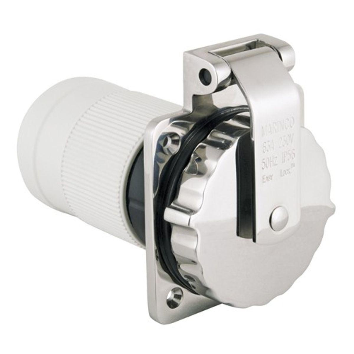 Marinco Stainless Shore Power Inlet Socket with Easy Lock (63A / 230V) 8-45100
