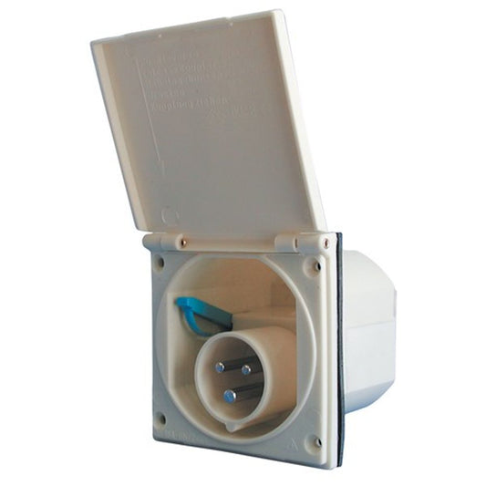 AG Flush Mounted Mains Inlet Socket (Beige / 240V / 16A / 3-Pin)