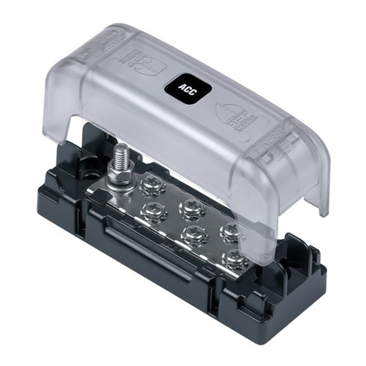 BEP Black 100A ATC Bus Bar (1 x 5mm Stud / 6 x Screws)