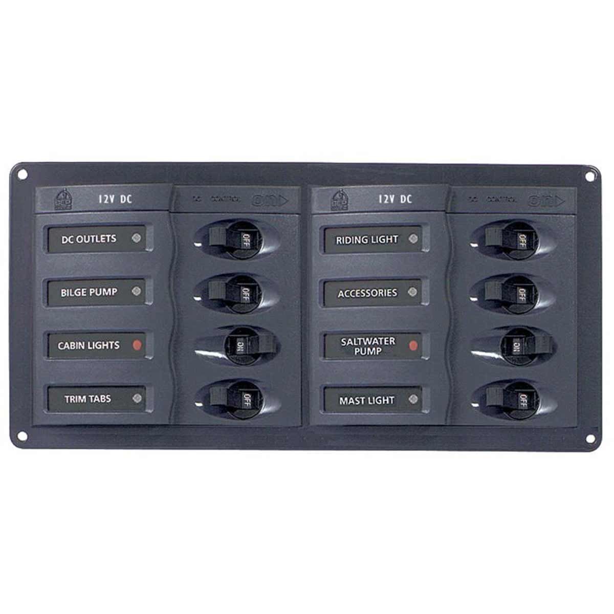 BEP 8-Way Circuit Breaker Panel Horizontal (12V DC / No Meters)