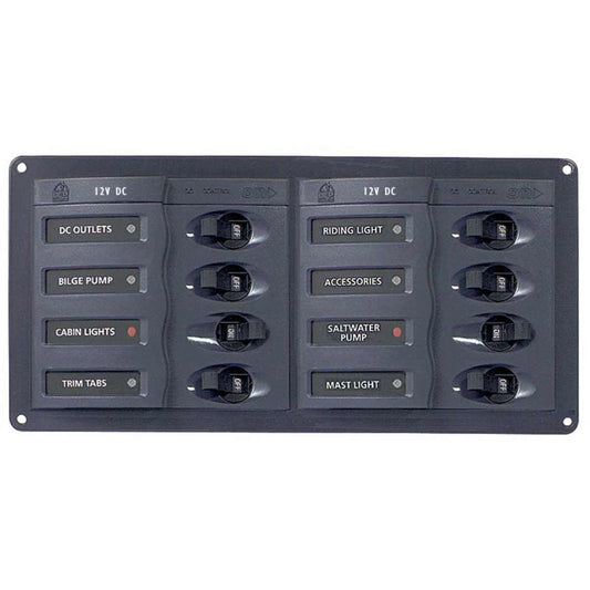 BEP 8-Way Circuit Breaker Panel Horizontal (12V DC / No Meters)