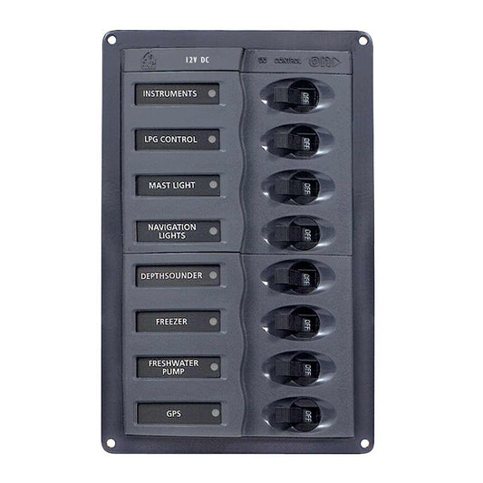 BEP 8-Way Circuit Breaker Panel Vertical (12V DC / No Meters)