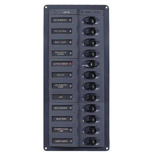 BEP 12-Way Circuit Breaker Panel Vertical (12V DC / No Meters)