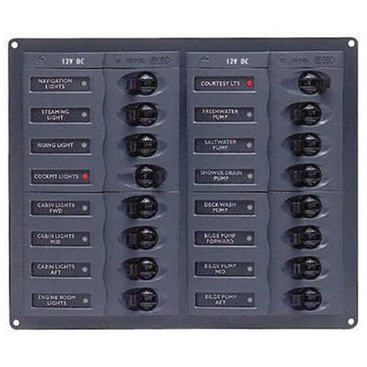 BEP 16-Way Circuit Breaker Panel Square (12V DC / No Meters)
