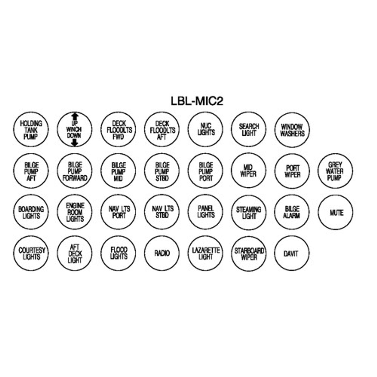 BEP Label Set for BEP Micro Switch Panels Dash