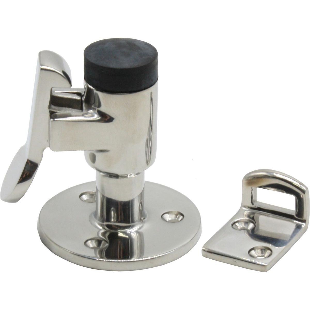 AG Stainless Steel 316 Door Stop with Bumper & Catch (61mm) 831155