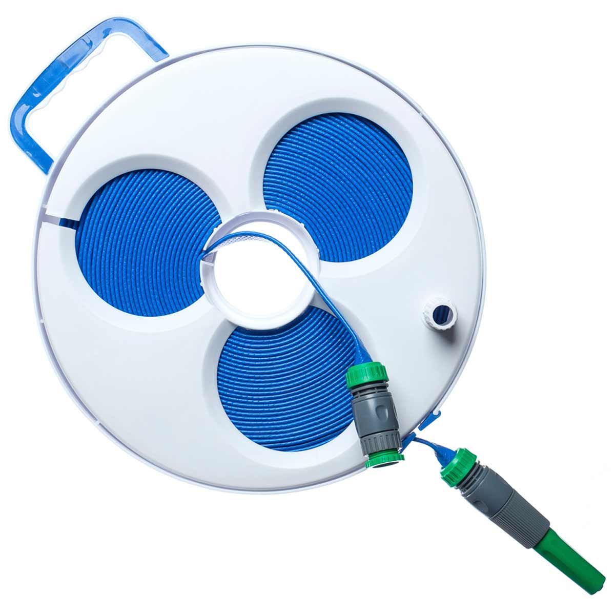 AG Blue Layflat Hose On Reel with Fittings (20m) 9-40221B
