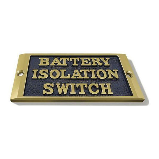 AG Label 'Battery Isolation Switch' in Cast Brass AG-071/M