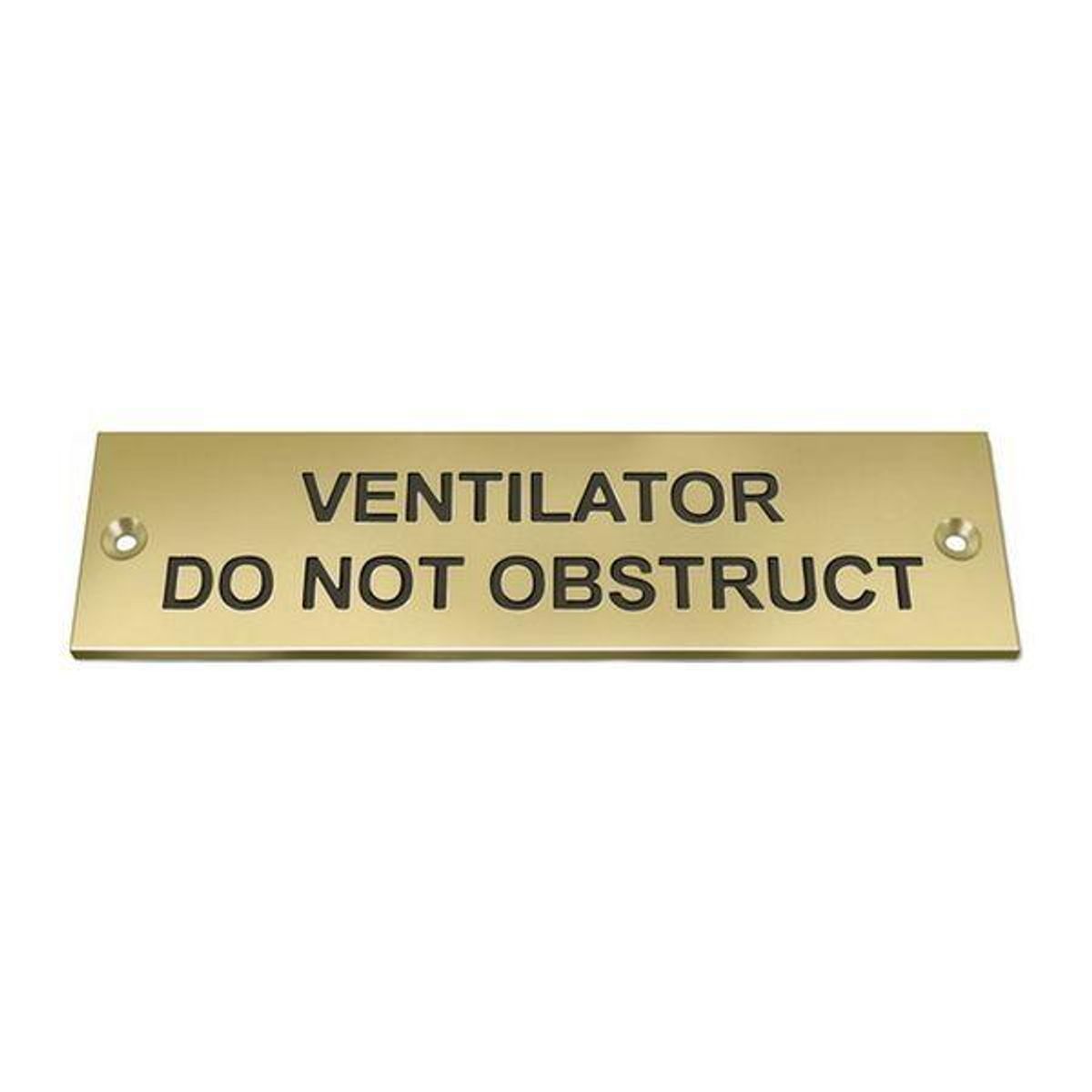 AG Label 'Vent Do Not Obstruct' in Brass AG-105/M
