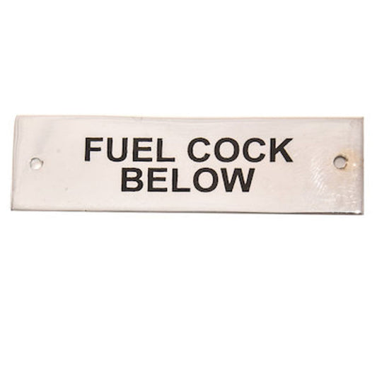 AG Label 'Fuel Cock Below' in Chrome AG-222/M